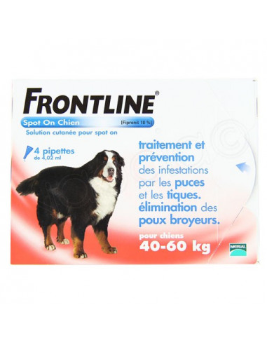 Frontline Antiparasitaire Spot on Chiens et Chats. Pipettes Chiens 40-60kg