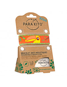 Para'Kito Kids Bracelet Anti-Moustiques Enfants 3-7 ans et 2 Plaquettes Toucan