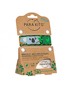 Para'Kito Kids Bracelet Anti-Moustiques Enfants 3-7 ans et 2 Plaquettes Koala