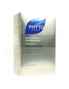 Phyto Huile d'Ales Bain de Brillance Haute Hydratation - Avant-shampooing Cheveux secs. 5 ampoules