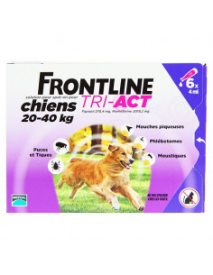 Frontline Tri-Act Chiens. Pipettes Chiens 20-40kg 3 pipettes 4ml