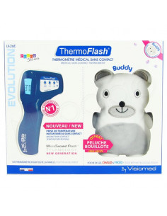ThermoFlash Thermomètre Médical Sans Contact Evolution Color Series LX-26E et Peluche OFFERTE bleu