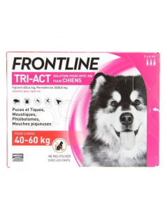 Frontline Tri-Act Chiens. Pipettes Chiens 40-60kg 3 pipettes 6ml