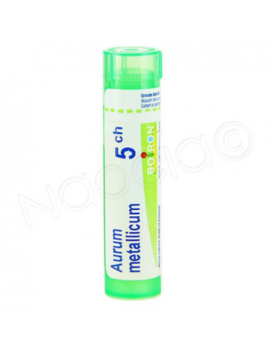 Aurum Metallicum tube granules Boiron. 4g 5CH vert
