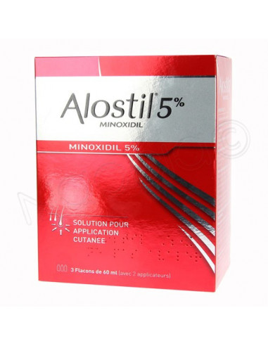 ALOSTIL MINOXIDIL 5 % solution pour application cutanée 3*60ml - Pharmacie en ligne