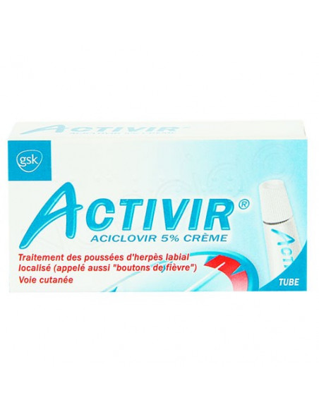 Activir Crème Herpès Labial 5% Aciclovir tube 2g  - 2