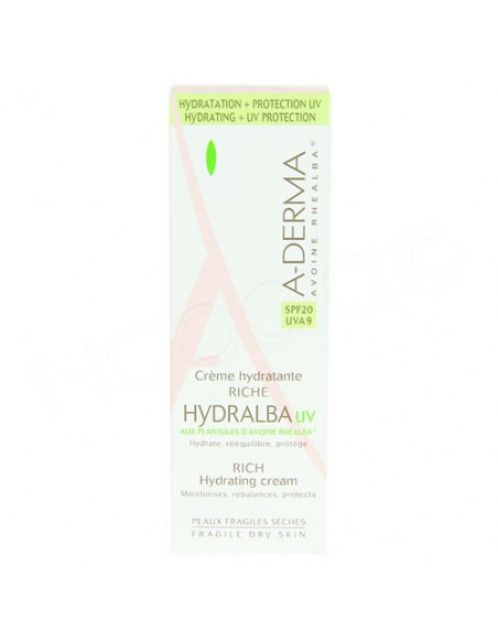 A-derma Hydralba UV Crème hydratante riche SPF 20 Tube 40ml Aderma - 2