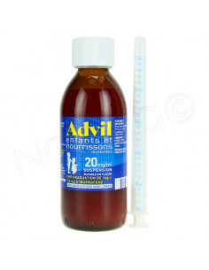 Advil Enfants et nourrissons Suspension buvable boite bleue. inscription jaune 2