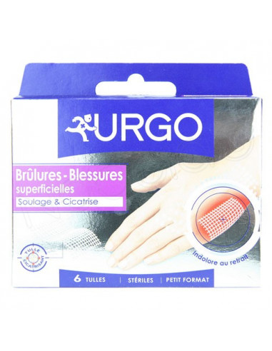 Urgo Brûlures - Blessures superficielles. Tulles. Petit ou Grand format. Petit format 5cmx5cm