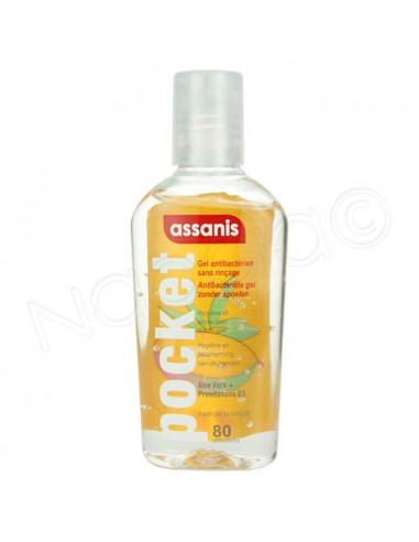 Assanis Pocket Gel Antibactérien Sans Rinçage Mains. 80ml Mangue