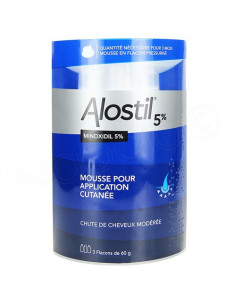 Alostil Minoxidil 5 pour cent Mousse Chute Cheveux Modérée Homme. 3x60g 2