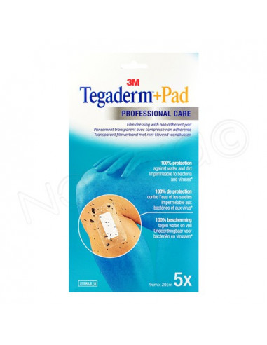 3M Tegaderm+Pad Pansement transparent avec compresse. x5 9 x 20 cm