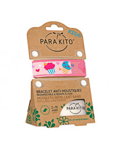 Para'Kito Kids Bracelet Anti-Moustiques Enfants 3-7 ans + 2 Plaquettes Cupcakes